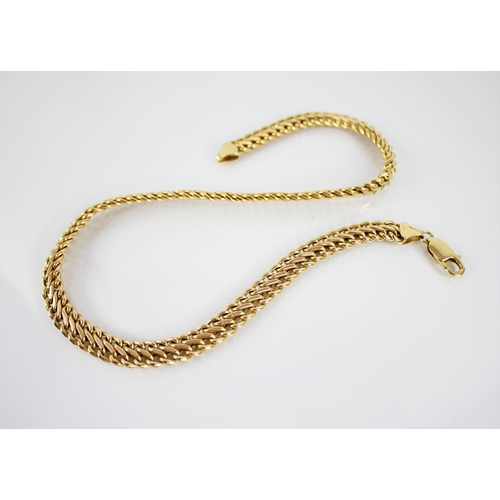 119 - A 9ct gold woven link chain, lobster claw and loop fastening, import marks for London 1997, 40cm lon... 