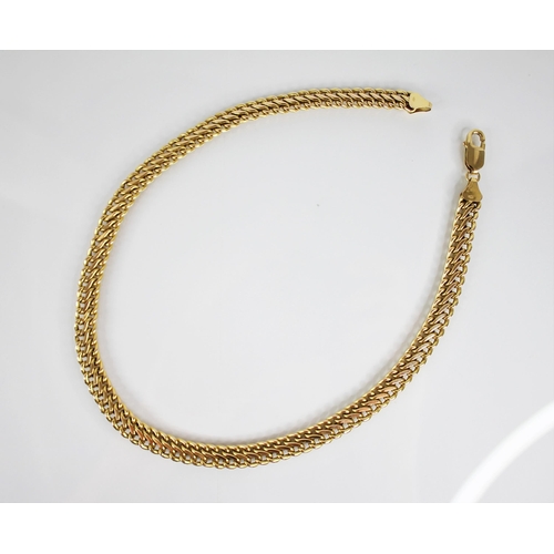 119 - A 9ct gold woven link chain, lobster claw and loop fastening, import marks for London 1997, 40cm lon... 