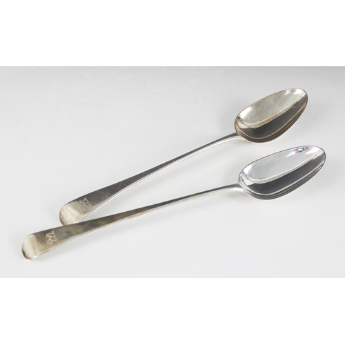 28A - A pair George III silver basting spoons, George Smith (II), London 1797 (marks worn), the terminal e... 