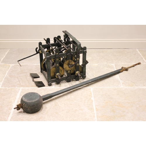 576 - An early 19th century cast iron turret clock movement by 'Francis Pulley, Newington Causeway, 1821',... 