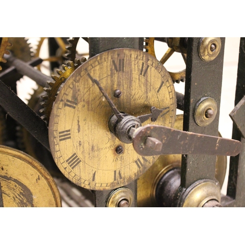 576 - An early 19th century cast iron turret clock movement by 'Francis Pulley, Newington Causeway, 1821',... 