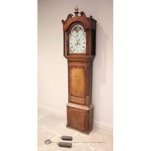 577 - A George III oak and mahogany cross banded eight day longcase clock by Benjamin Peers, Chester (acti... 