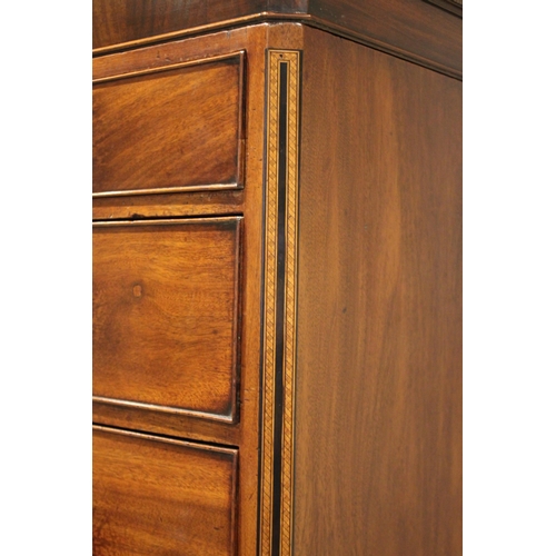 601 - A late George III mahogany chest on chest, the moulded and simulated dentil cornice above an arrange... 