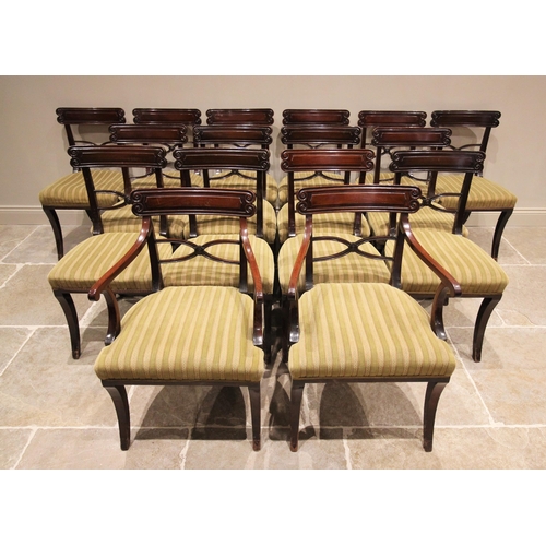 609 - A harlequin set of sixteen George IV style mahogany dining chairs, by Maple & Co, circa 1925, each w... 