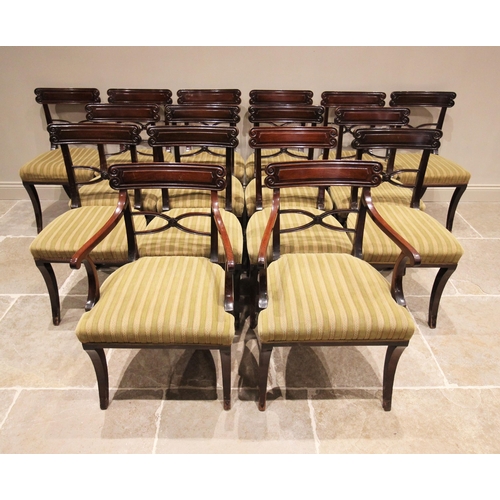 609 - A harlequin set of sixteen George IV style mahogany dining chairs, by Maple & Co, circa 1925, each w... 