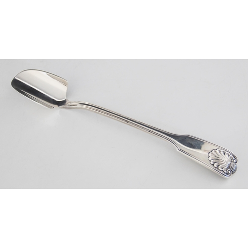 65 - An Edwardian shell and thread fiddle pattern silver stilton scoop, Walter Walker & Brownfield Tolhur... 