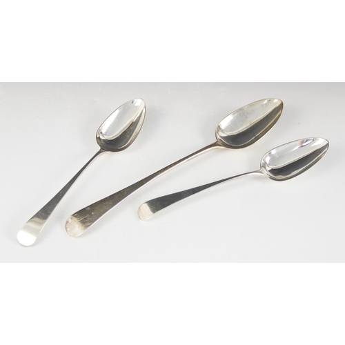 72A - A pair of George III silver tablespoons, London 1803 (maker's mark worn), each 22.6cm long, together... 