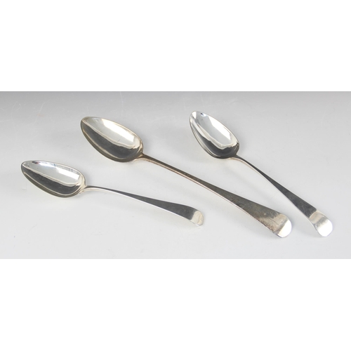 72A - A pair of George III silver tablespoons, London 1803 (maker's mark worn), each 22.6cm long, together... 