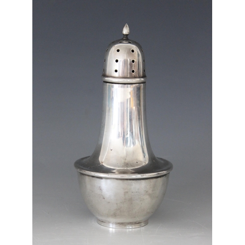 84 - An Art Deco silver and bakelite sugar caster, Joseph Gloster Ltd, Birmingham 1938, of waisted balust... 