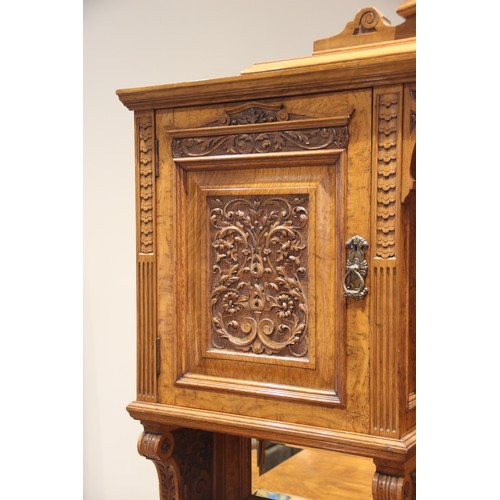 640 - A late Victorian oak and pollard oak mirror back sideboard, by Ashton, Leach, and Cumberbirch, Rochd... 