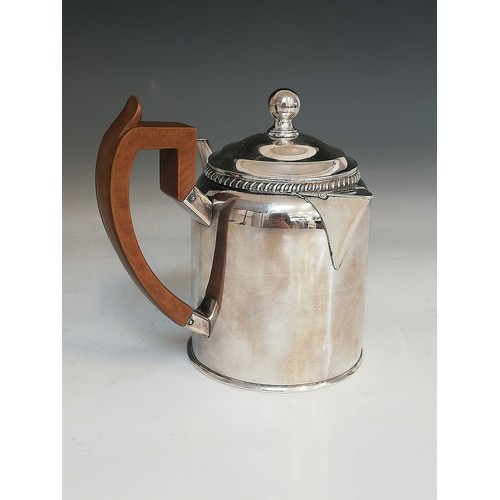 34 - A George III Sheffield plate hot chocolate pot, Matthew Boulton, circa 1800, of cylindrical form, de... 