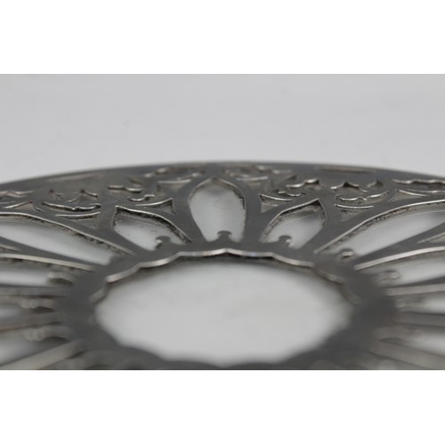 95 - A George V silver mounted glass coaster, Daniel & Arter, Birmingham 1923, the circular colourless gl... 