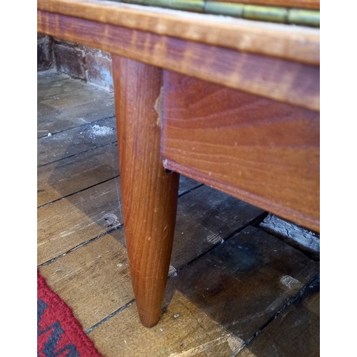 678 - A mid 20th century 'Long John' style teak sideboard, the four central tambour effect drawers flanked... 