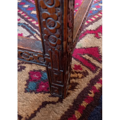 669 - A Chinese hardwood side table, early 20th century, the rectangular top above a single frieze drawer ... 