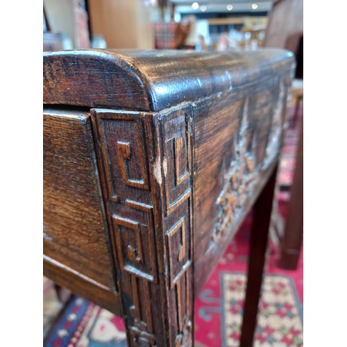 669 - A Chinese hardwood side table, early 20th century, the rectangular top above a single frieze drawer ... 