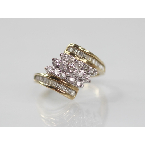 100 - A diamond set 9ct gold cluster ring, the principle round brilliant cut diamond weighing approximatel... 