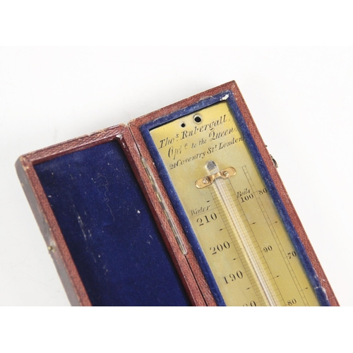 160 - A 19th century marine thermometer by Thomas Rubergall, the mercury tube affixed to a brass plate, di... 