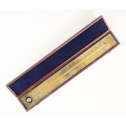 160 - A 19th century marine thermometer by Thomas Rubergall, the mercury tube affixed to a brass plate, di... 