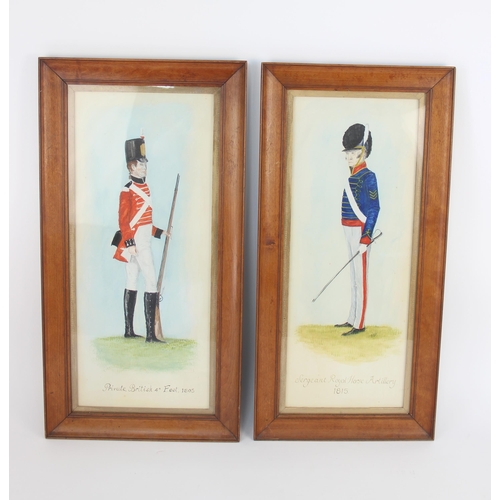 183 - English School (20th century),  
A pair of naïve military portraits: 