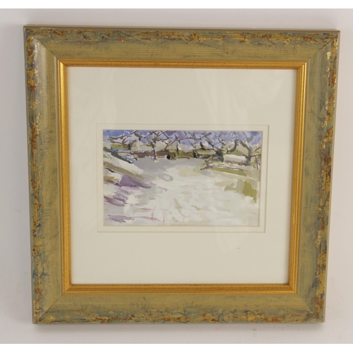 241 - Attributed to Vincent Wells MBE (1913-1983),  
A winter landscape,  
Oil on card,  
Unsigned,  
17cm... 