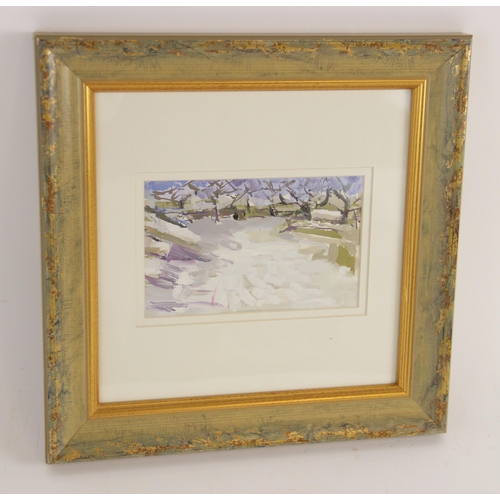 241 - Attributed to Vincent Wells MBE (1913-1983),  
A winter landscape,  
Oil on card,  
Unsigned,  
17cm... 