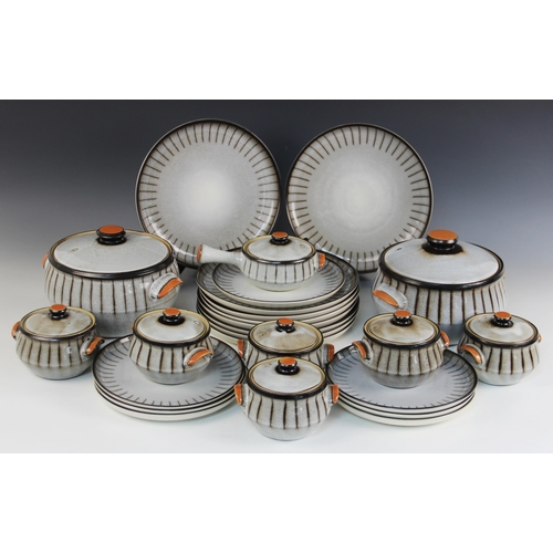 373 - A Denby Stoneware Studio Pattern part dinner service, comprising nine dinner plates, 25.5cm diameter... 