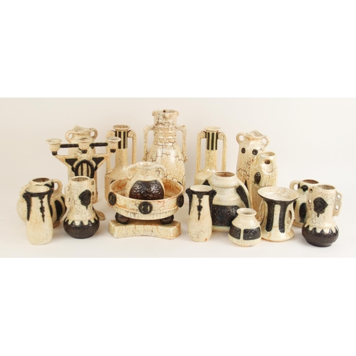 395 - A selection of continental decorative earthenware, probably West German mid 20th century, to include... 