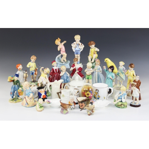 396 - A selection of Royal Worcester porcelain figures, 20th century, to include: Monday's Child 3519, Thu... 