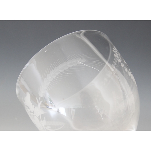 407 - A large clear glass documentary rummer, early 19th century, engraved to one side with 