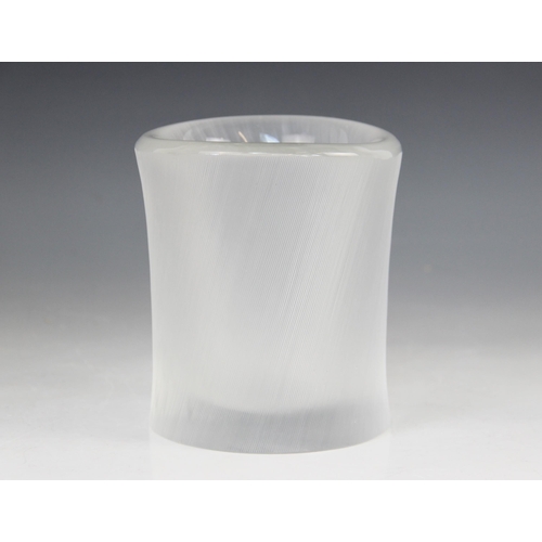 410 - Tapio Wirkkala (1915 - 1985) for Iittala, a glass vase, of waisted cylindrical form with diagonal cl... 