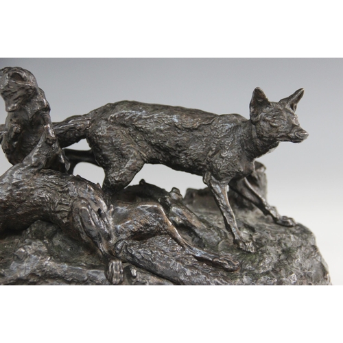 535A - Pierre-Jules Mêne (1810-1879), a cast iron animal group of foxes and cubs, modelled on naturalistic ... 