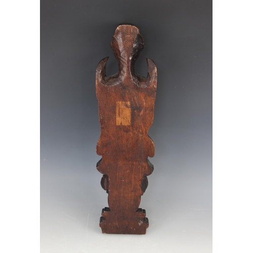 538 - A 17th century style oak figural term, carved as a bearded gentleman with a lion mask shield, 48cm h... 