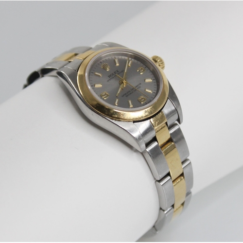 54 - A lady's Rolex Oyster Perpetual Superlative Chronometer, the circular brushed steel coloured dial wi... 