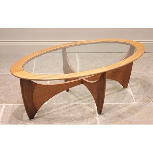 744 - A Victor V Wilkins for G-Plan 1970's teak oval coffee table, Astro model 8040, 42cm H x 122cm W x 66... 