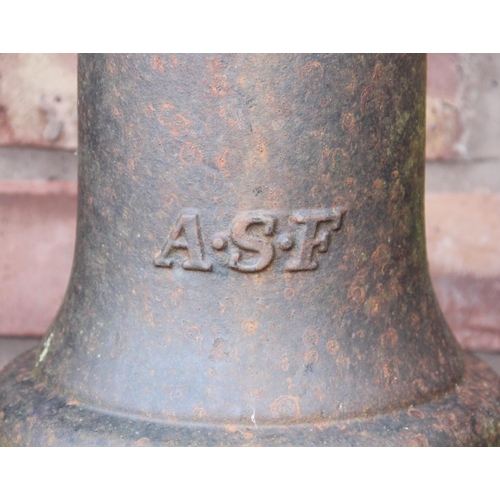 755 - Six cast iron bollards by A.S.F (Architectural Street Furnishings), each of typical ring turned tape... 