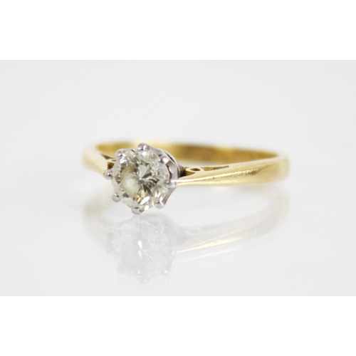 118 - A diamond solitaire ring, the central round brilliant cut diamond weighing approximately 0.65 carats... 