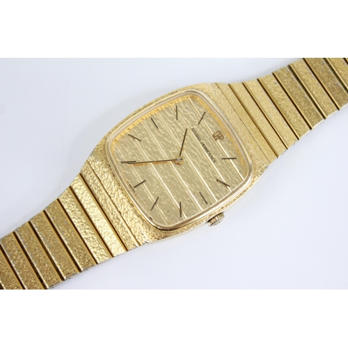 47 - A gentleman's vintage Girard-Perregaux gold plated wristwatch, the square textured gold coloured dia... 