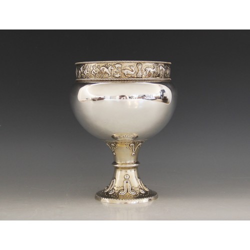 21 - A George V silver goblet, George Nathan & Ridley Hayes, Chester 1911, the compressed globular body a... 