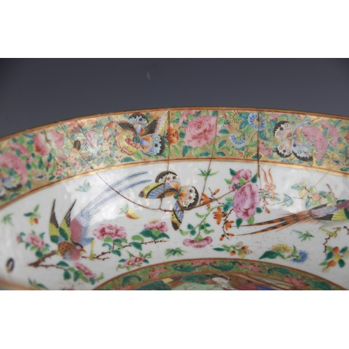 292 - A Chinese Canton porcelain centre bowl, 19th century, of large circular proportions extensively deco... 