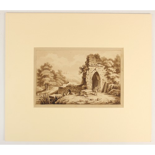 162 - William Rintoul (British, exhibited 1791), 
Six sketches depicting buildings in country landscapes, ... 