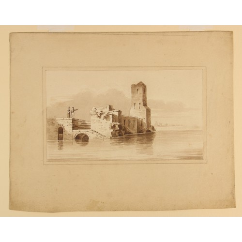 162 - William Rintoul (British, exhibited 1791), 
Six sketches depicting buildings in country landscapes, ... 