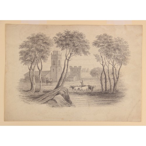 162 - William Rintoul (British, exhibited 1791), 
Six sketches depicting buildings in country landscapes, ... 