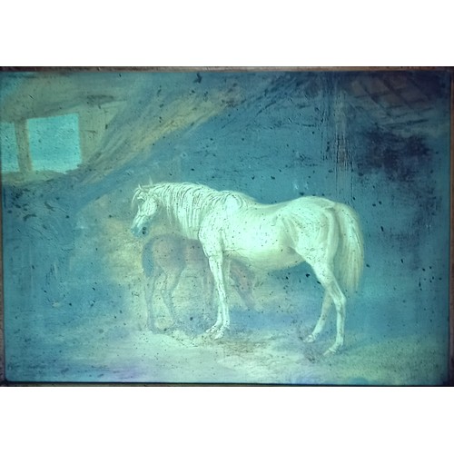 210 - Manner of George Morland (British, 1763 - 1804), 
A mare and foal in a stable, 
Oil on panel, 
Unsig... 