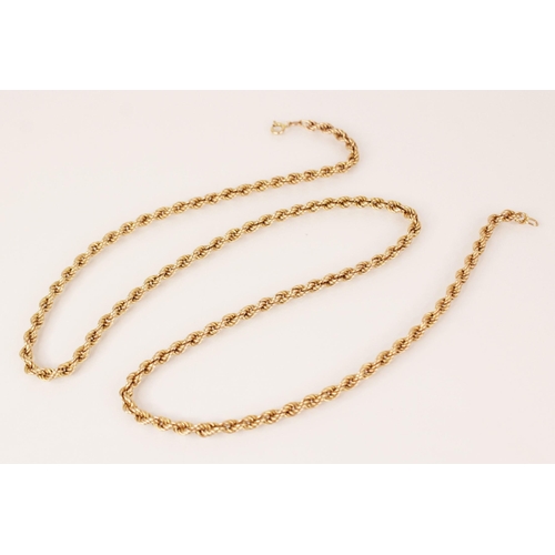 116 - A 9ct gold rope twist chain, spring ring and loop fastening, 64cm long, weight 10.3gms