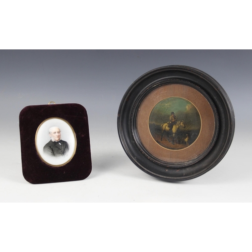 168 - A Victorian portrait miniature on porcelain depicting a gentleman, late 19th century, signed 