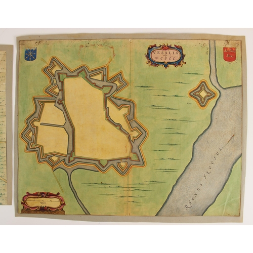 198 - After Joan [Johannes] Blaeu (1596-1673),  VESALIA VULGO WESEL, a hand coloured engraved map on laid ... 