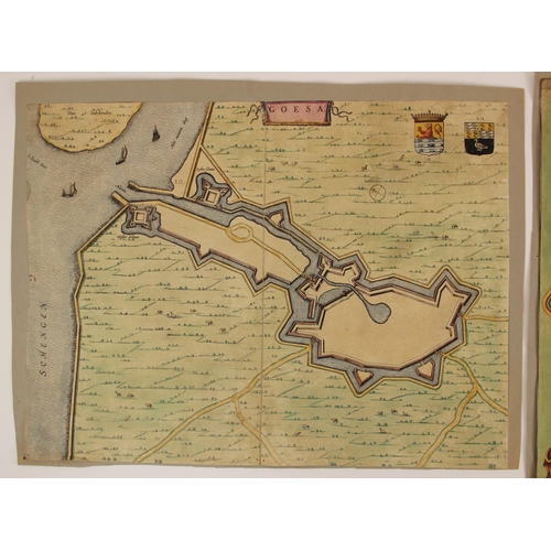 198 - After Joan [Johannes] Blaeu (1596-1673),  VESALIA VULGO WESEL, a hand coloured engraved map on laid ... 