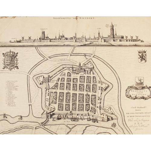 199 - After Antoon Sanders (1586-1664), NEOPORTUS VERNACULE NIEUPORT, an uncoloured engraved map on laid p... 