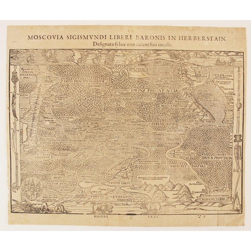 204 - After Sigismund Herberstein (1486-1566), MOSCOVIA SIGISMUNDI LIBERI BARONIS IN HERBERSTAIN, an uncol... 