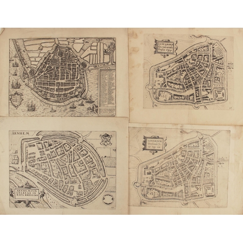 207 - After Lodovico Guicciardini (1521-1589), LEWARDUM OCCIDENTALIS FRISIAE OPP: 1581, an uncoloured engr... 